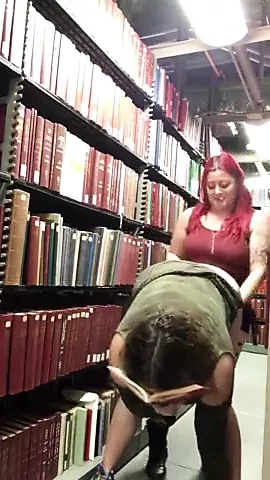 Lesbian strap-on at Library