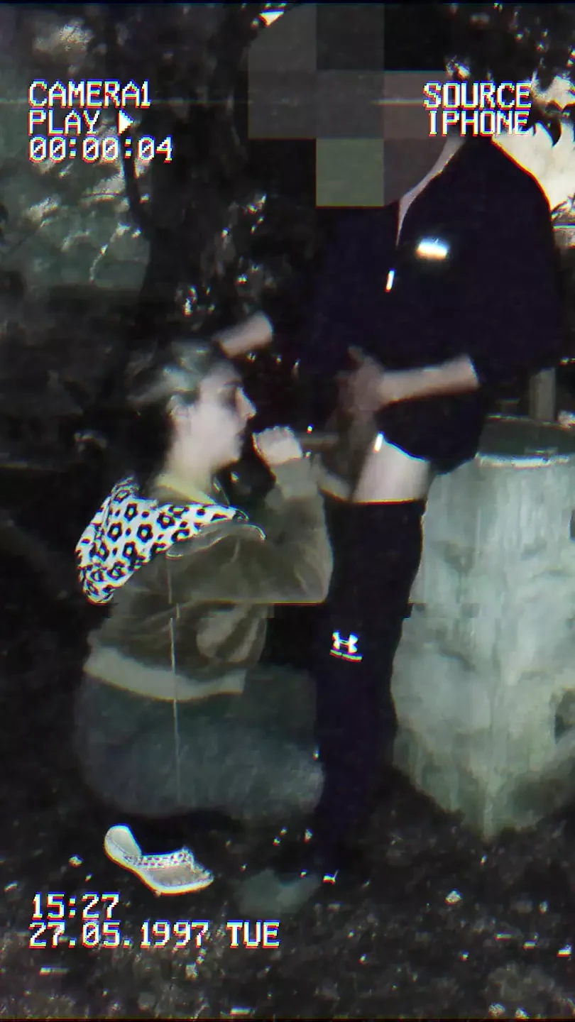 HOTWIFE sucks my cock in the street and the police catches us.