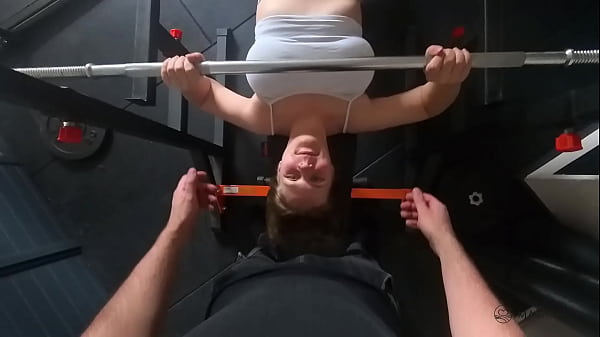 Sex with intense orgasms on the weight bench