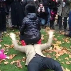 Public face sitting in protest