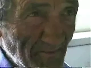 young girl jerking an old man