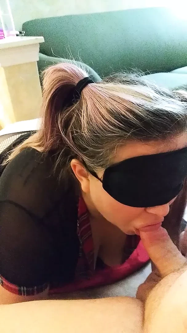 Riding 10inch dildo and sucking cock