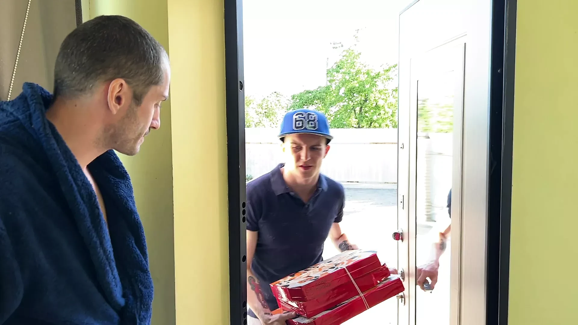 Fucked the pizza courier on the table