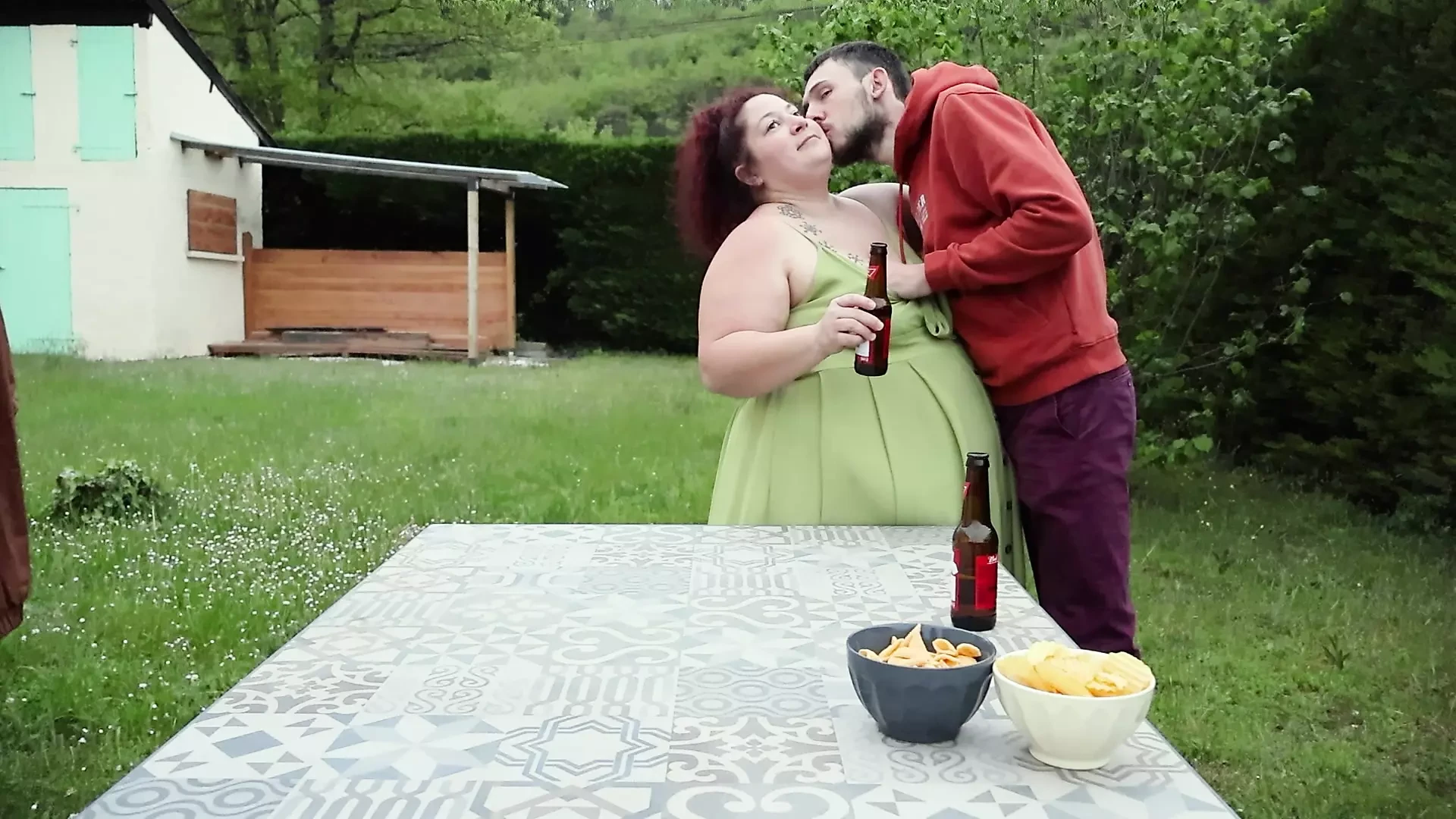 Milf getting caught in her garden