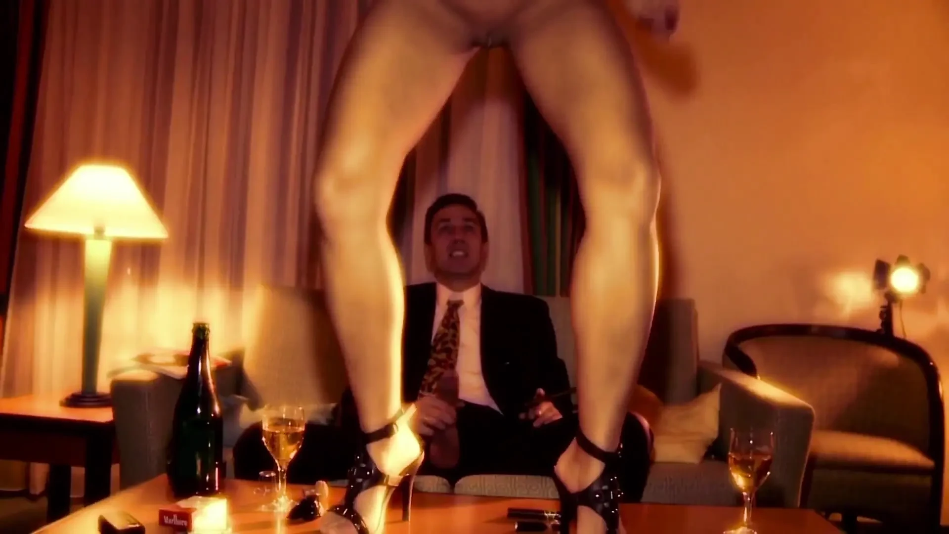 Big cock in the ass of blonde MILF in heels who likes to swallow