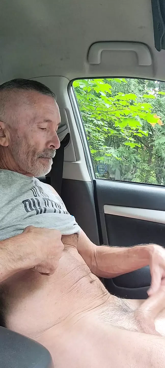 Daddy jerking off in the car and empty  a nice load