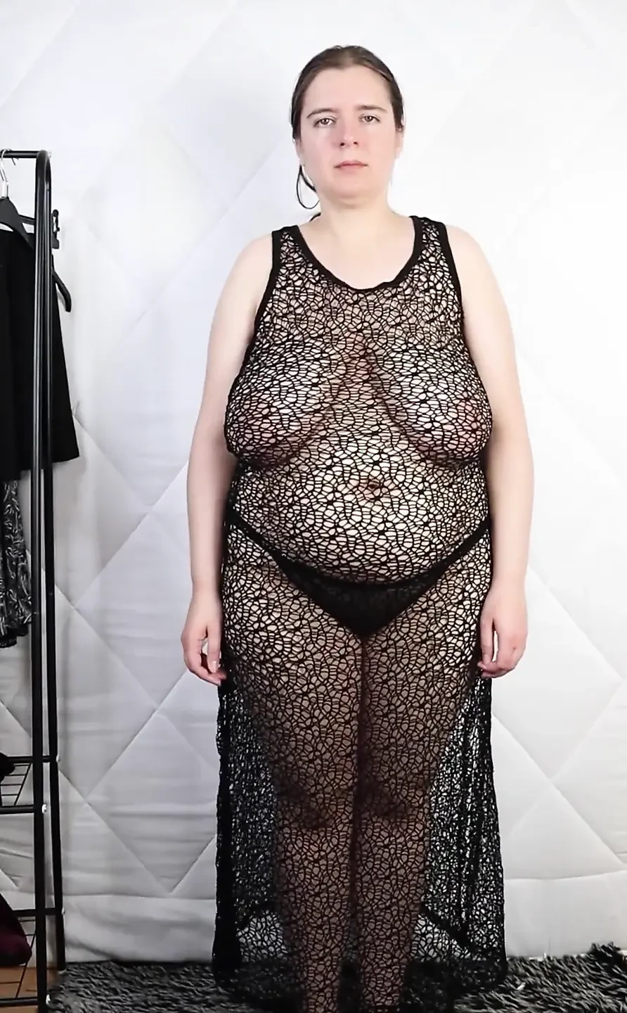 Fishnet dress.