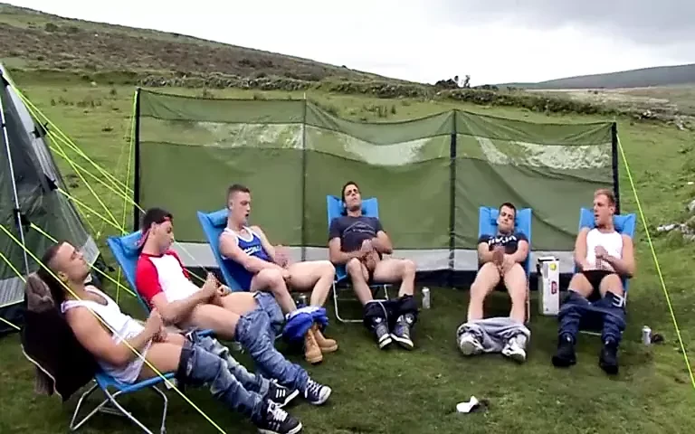 Wank party outdoors camp