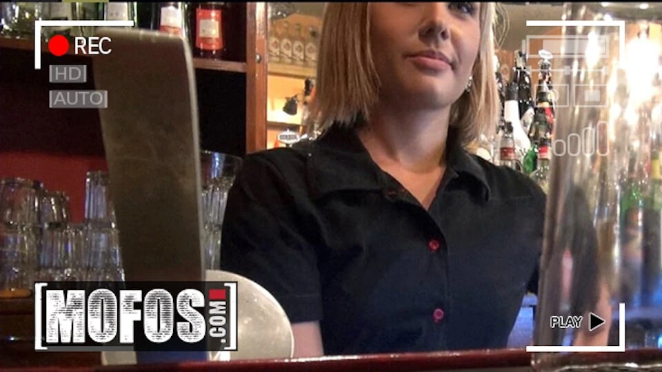 MOFOS – Barmaid Rihanna Samuel Gets A Pounding And A Messy Cumshot From A Customer Behind The Bar