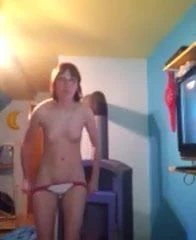 Nerdy undressed and masturbation