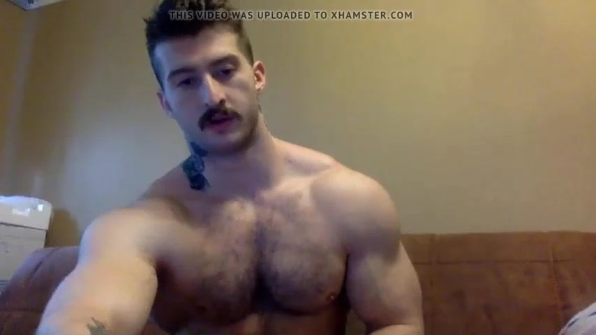 Moustache and muscular guy