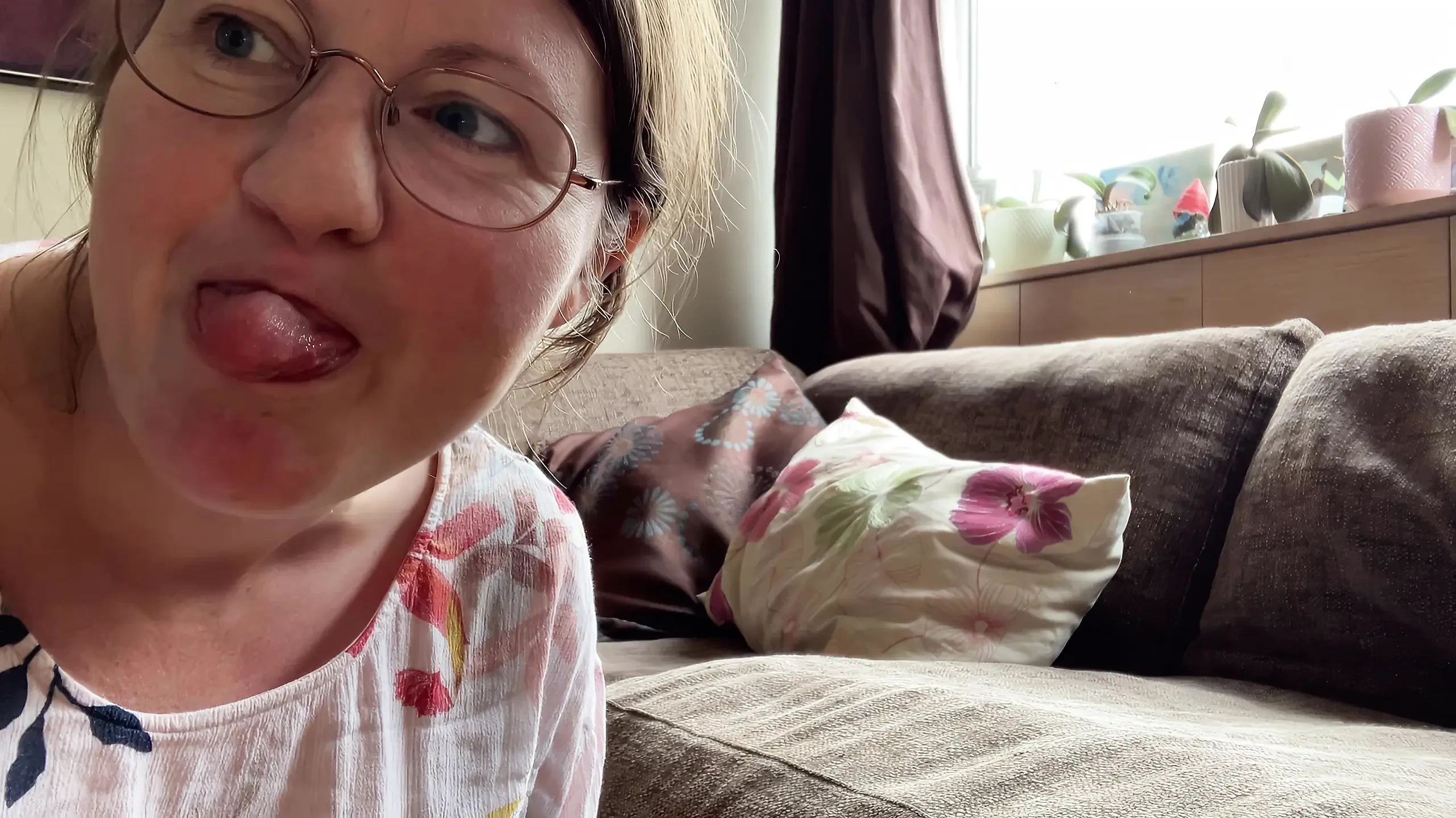 Home Alone in Lounge with Black Stockings on