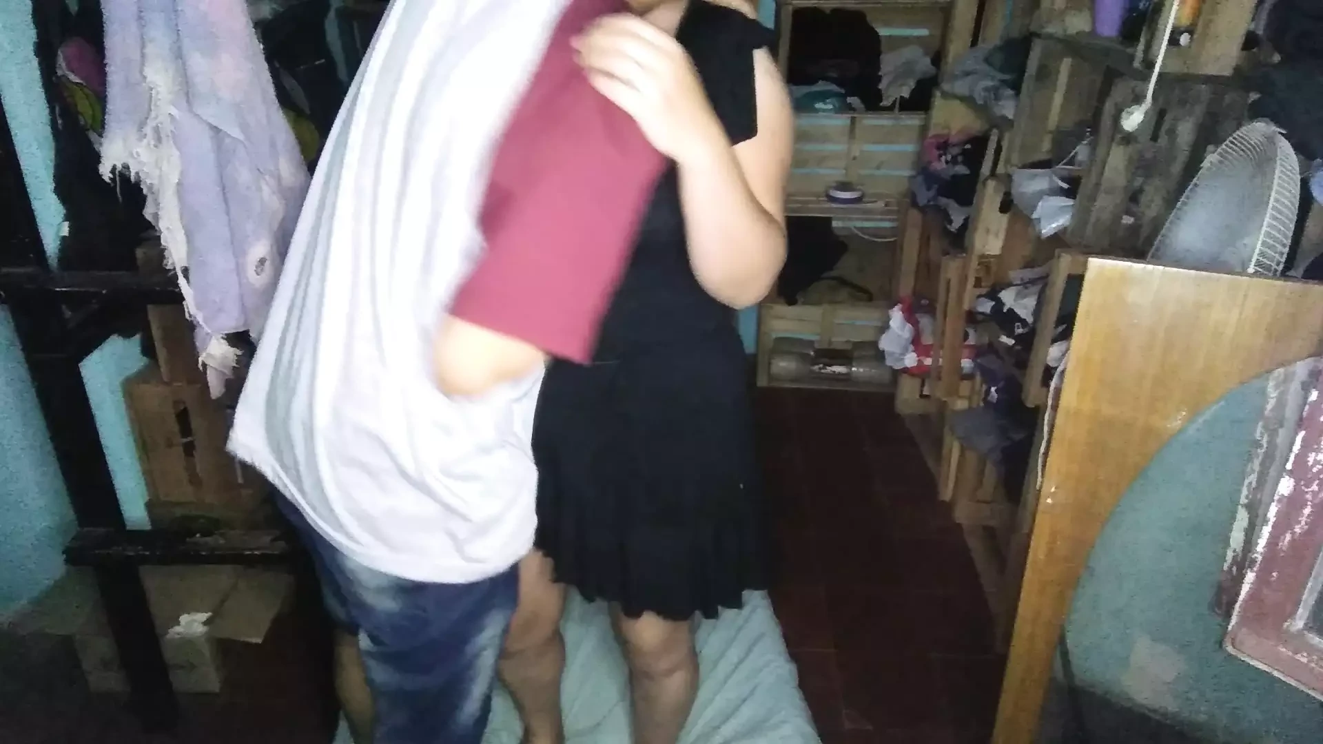 I touch her tits with her short dress on