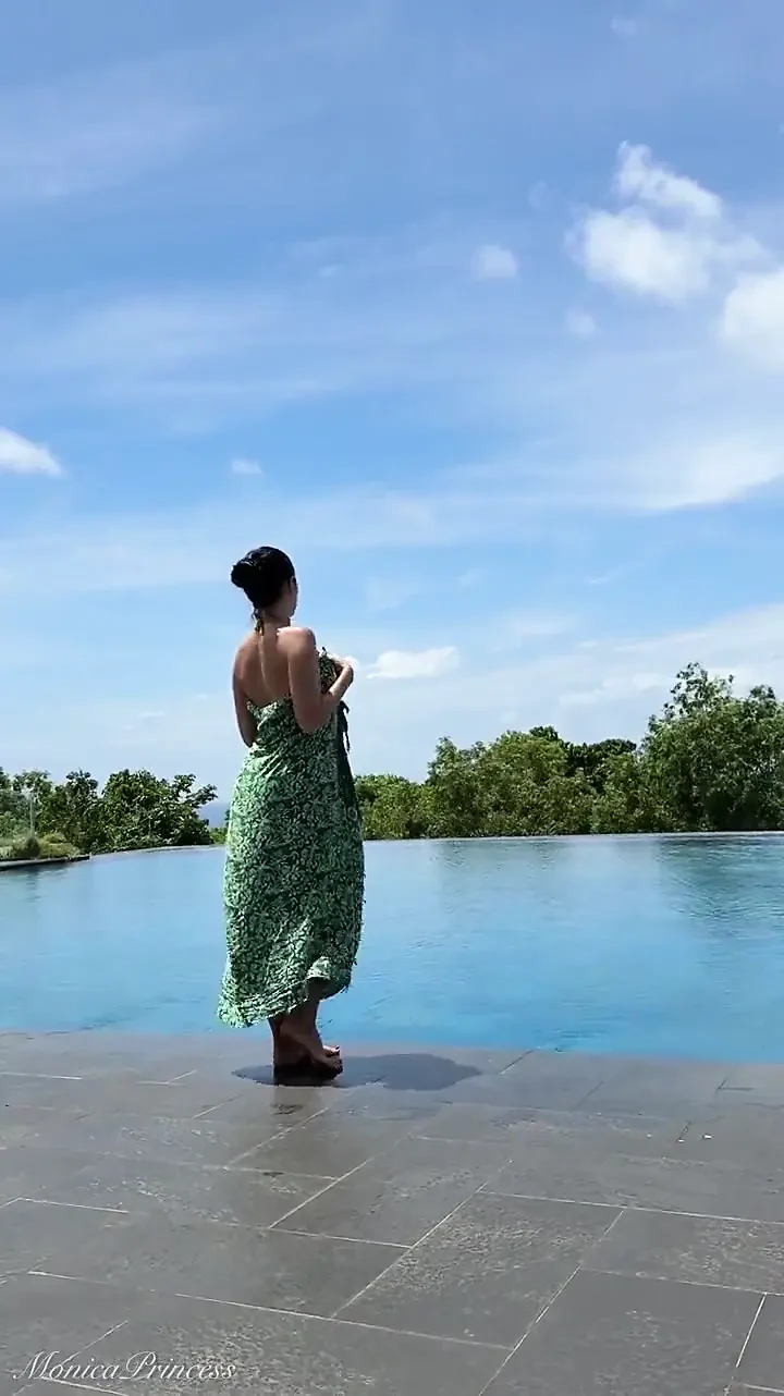 Teasing at the Pool in Micro Bikini, Swimming