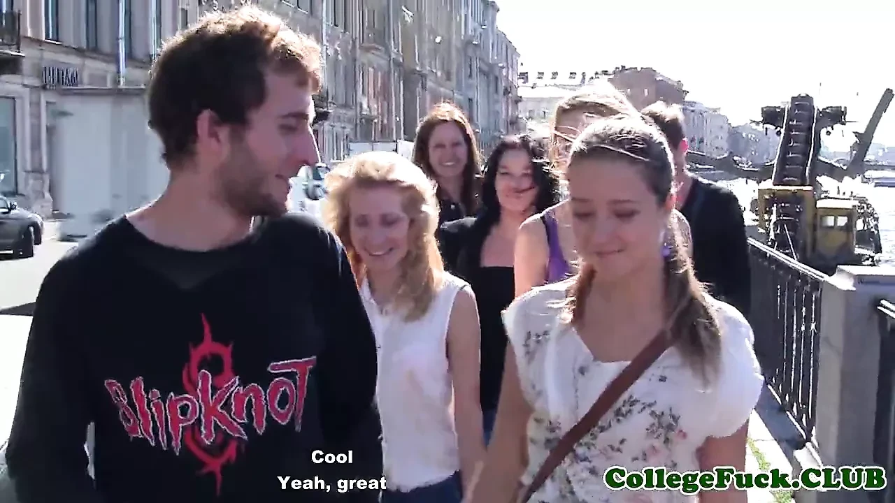 Cumloving freshmen in sticky hotel orgy