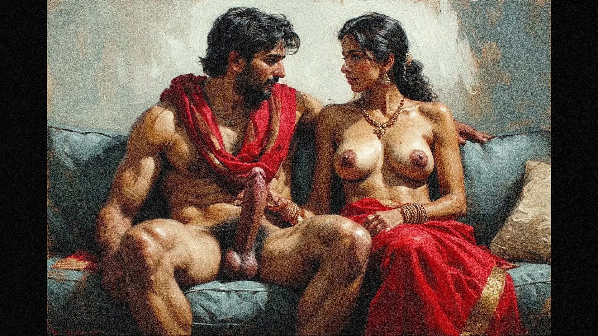 Aunty watches her neighbour uncle fuck his wife and she also joins for a threesome sex.