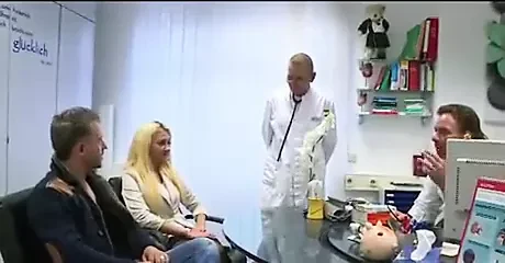 Husband expects his  cheating wife in the waiting room