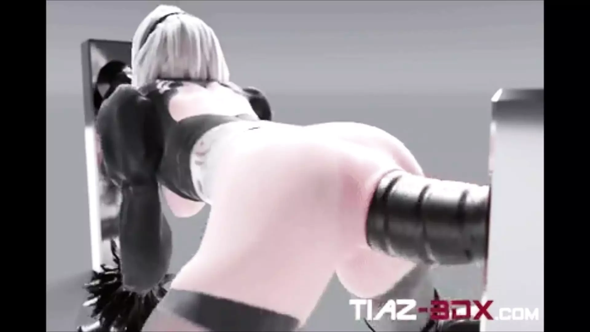 2B Fucked By Massive Dildos in Both End