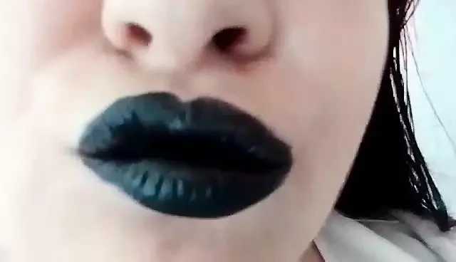 Black gothic lipstick and big tits