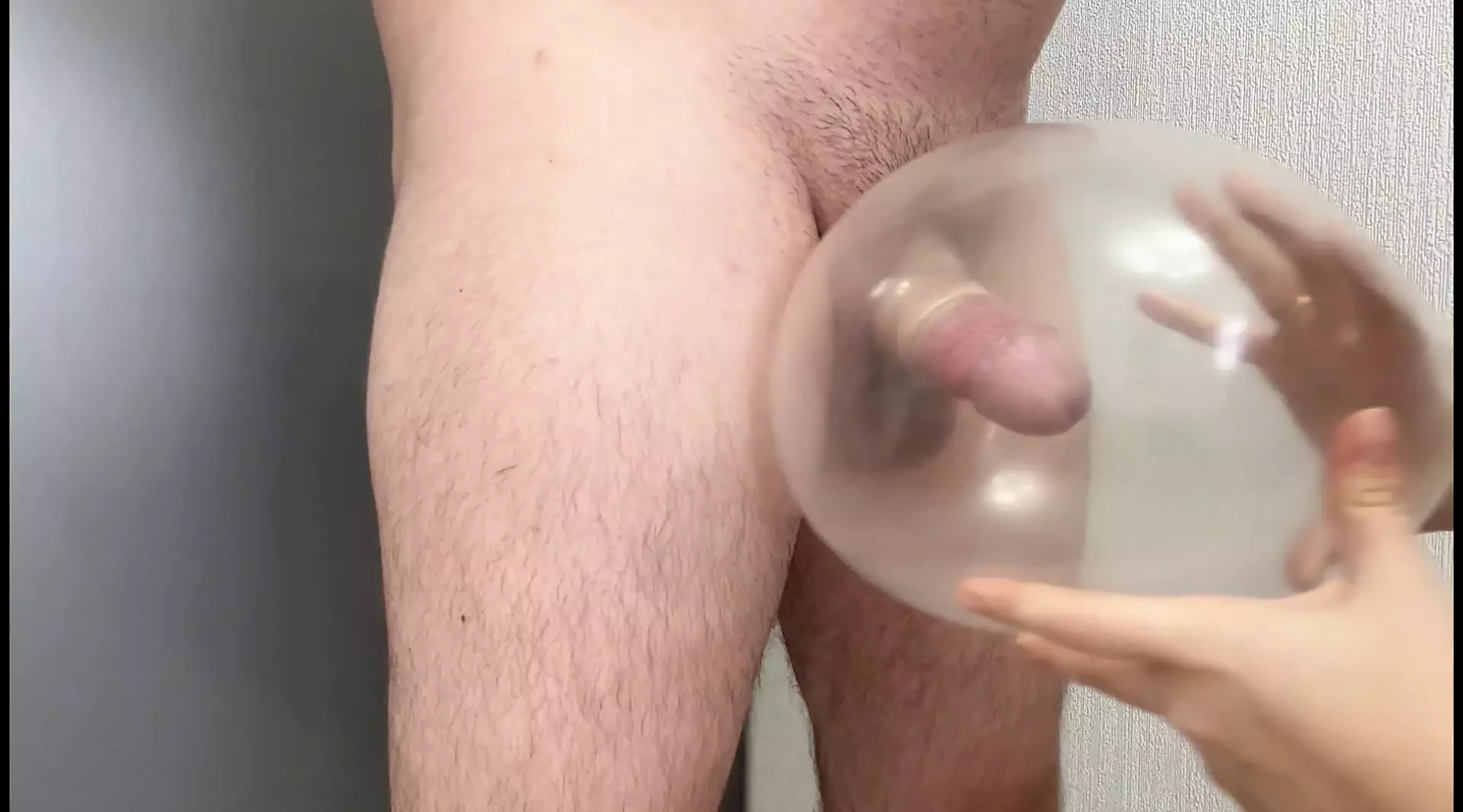made the guy fuck a pumped up condom and then sucked his fat cock