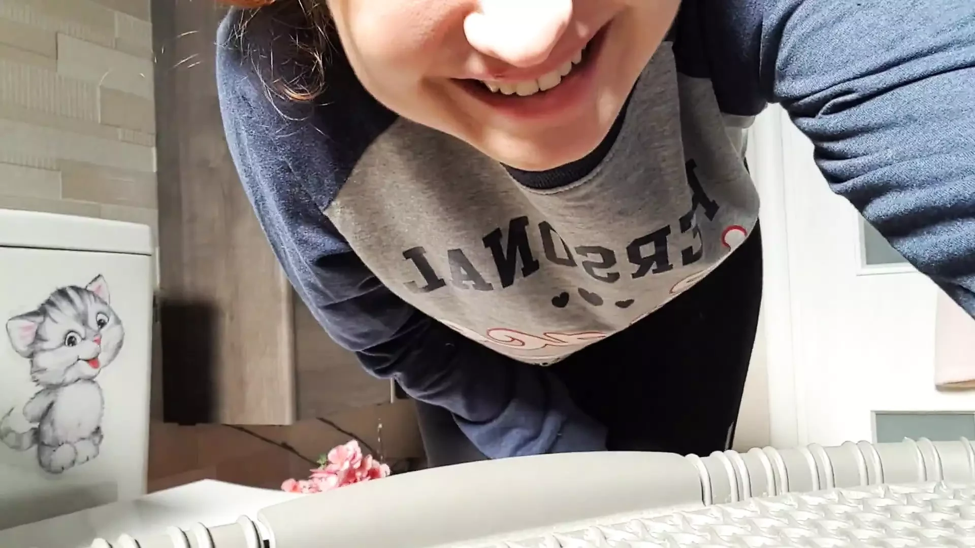 Big titted Indian Girl playing with herself in brothers bathroom