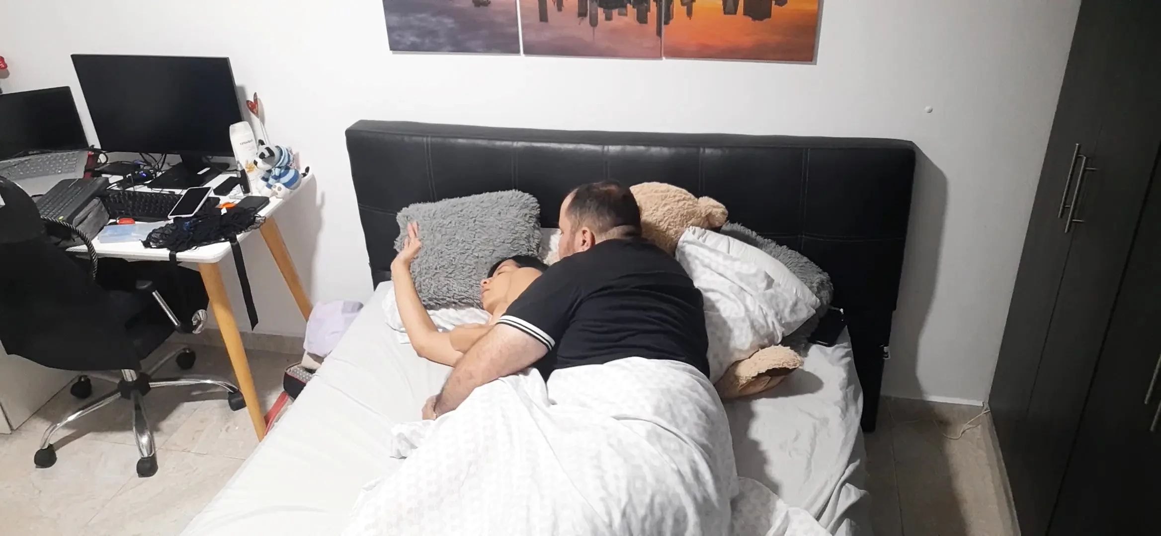 In the morning with my husband I ask him to come inside.