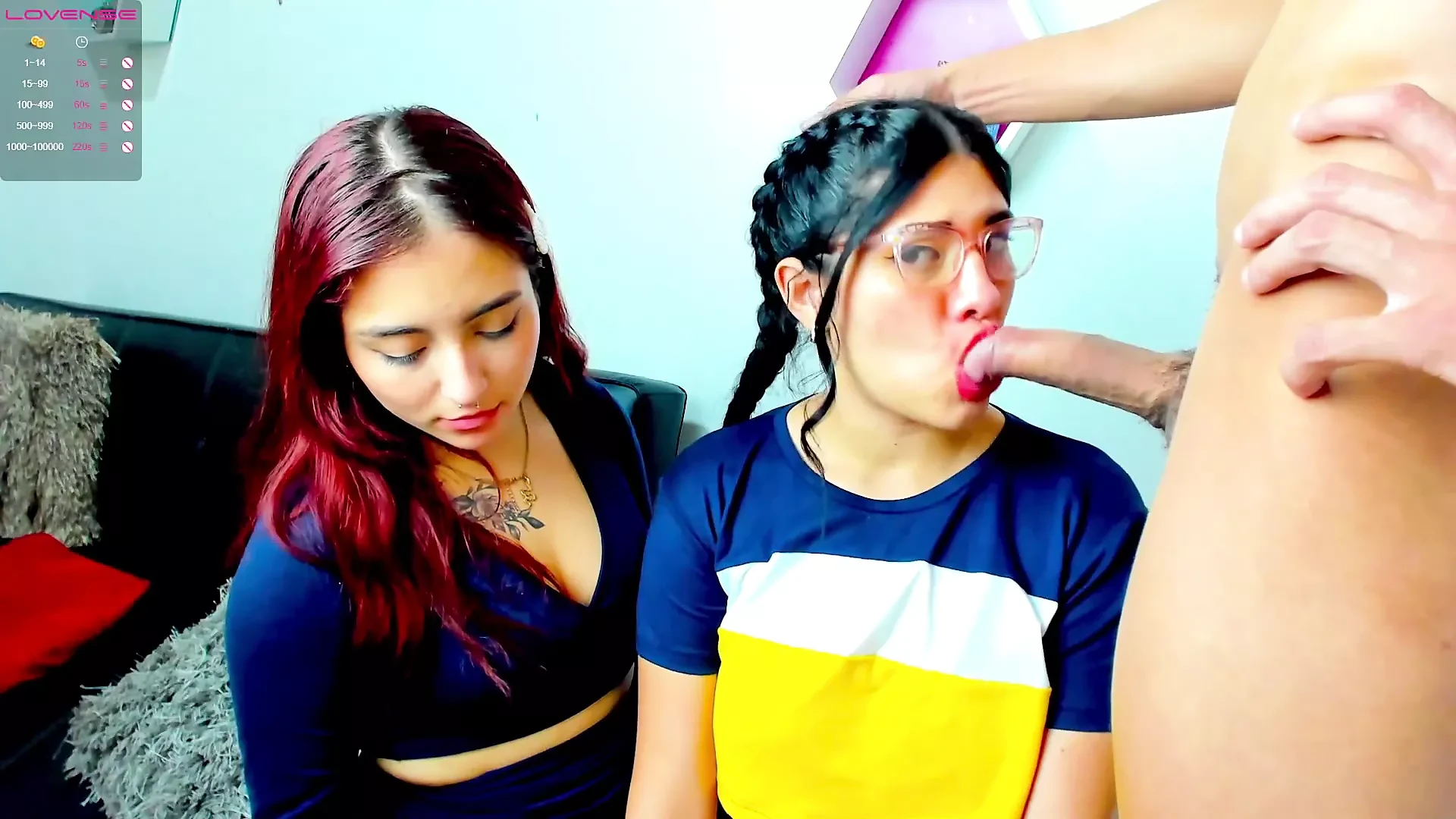 Latina is ass licked by friend and throatfucked by big dick