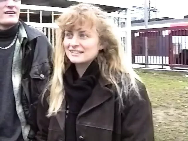 A hot blonde lady from France gets picked up and fucked by two hard studs