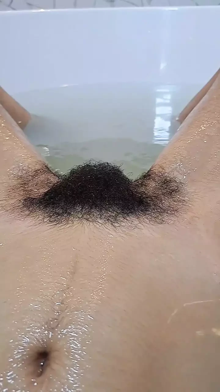 Hairy Girl Washing Her Big Bush