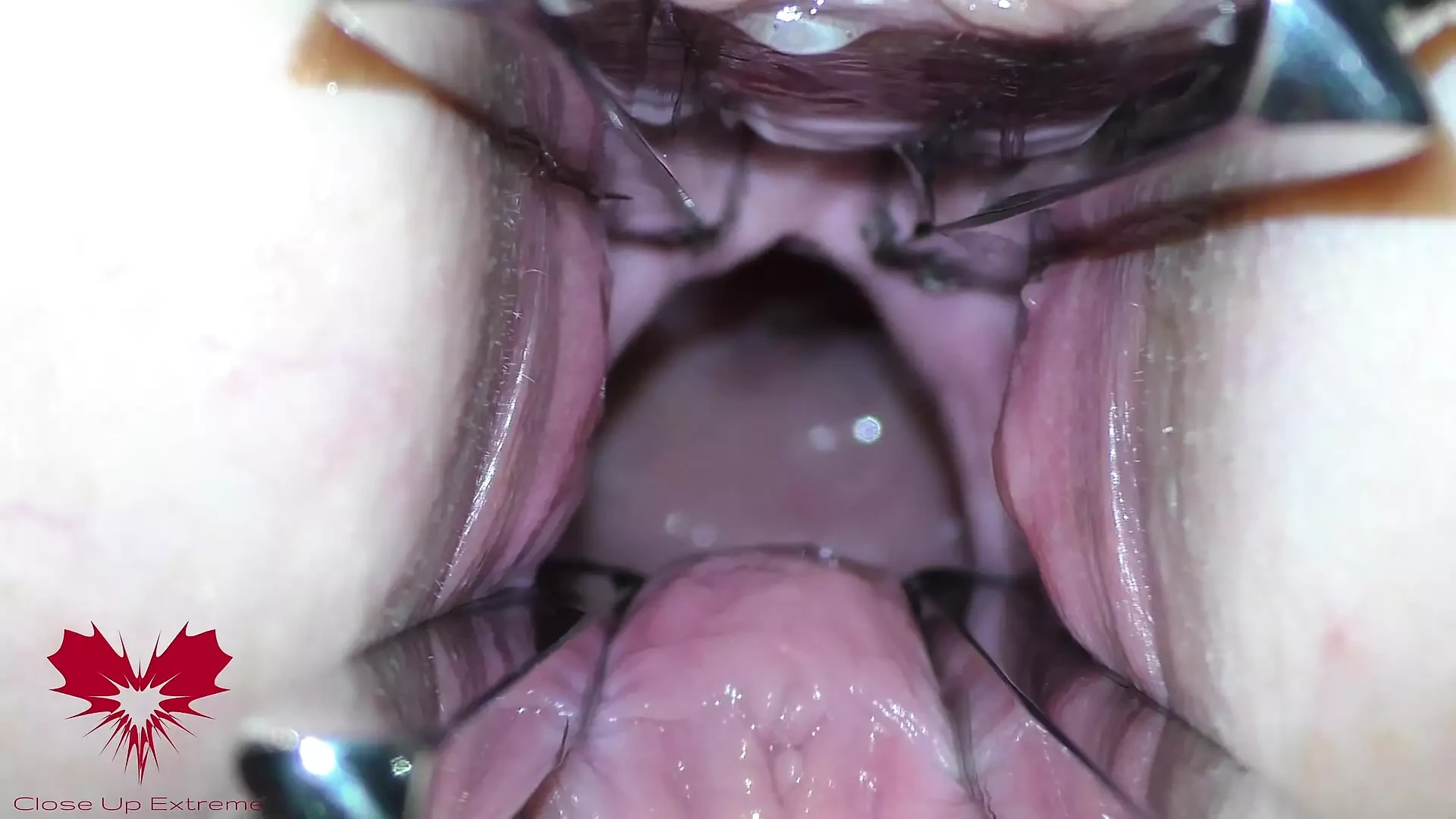The mistress’ cunt is opened with a hole expander so that you can study her cervix.